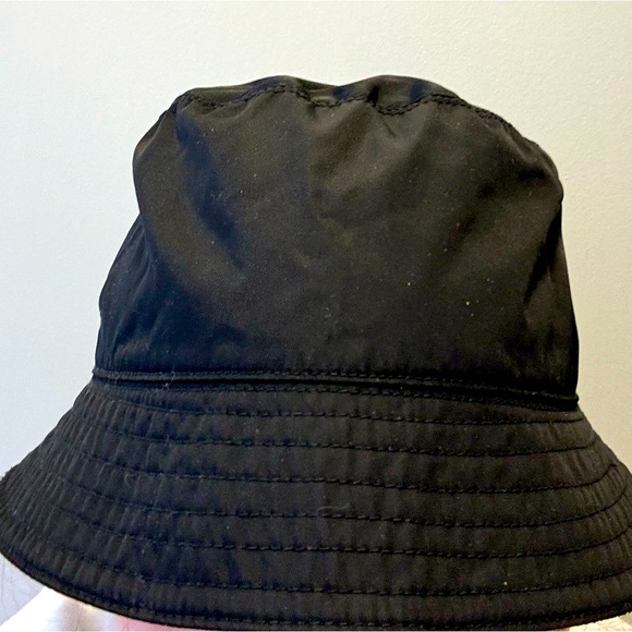 Prada Embroidered Stitch Logo Black Bucket Hat - Picture 2 of 11